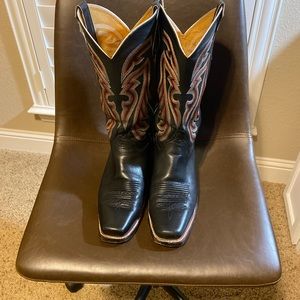 Justin Square Toe Cowboy Boots Black 10D